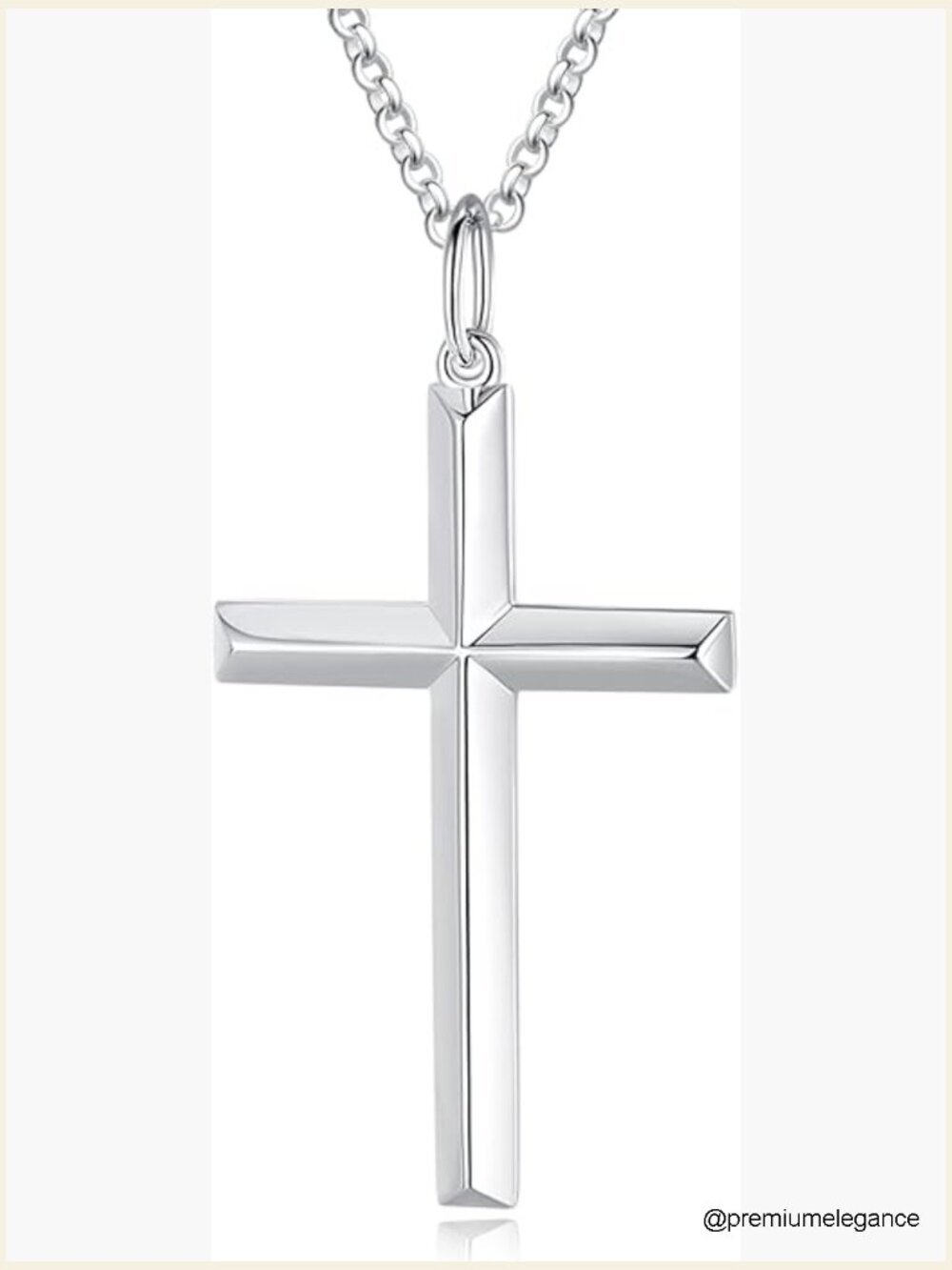 925 Sterling Silver Heavy-Duty Cross Crucifix Pendant Necklace 24 Inch Rolo